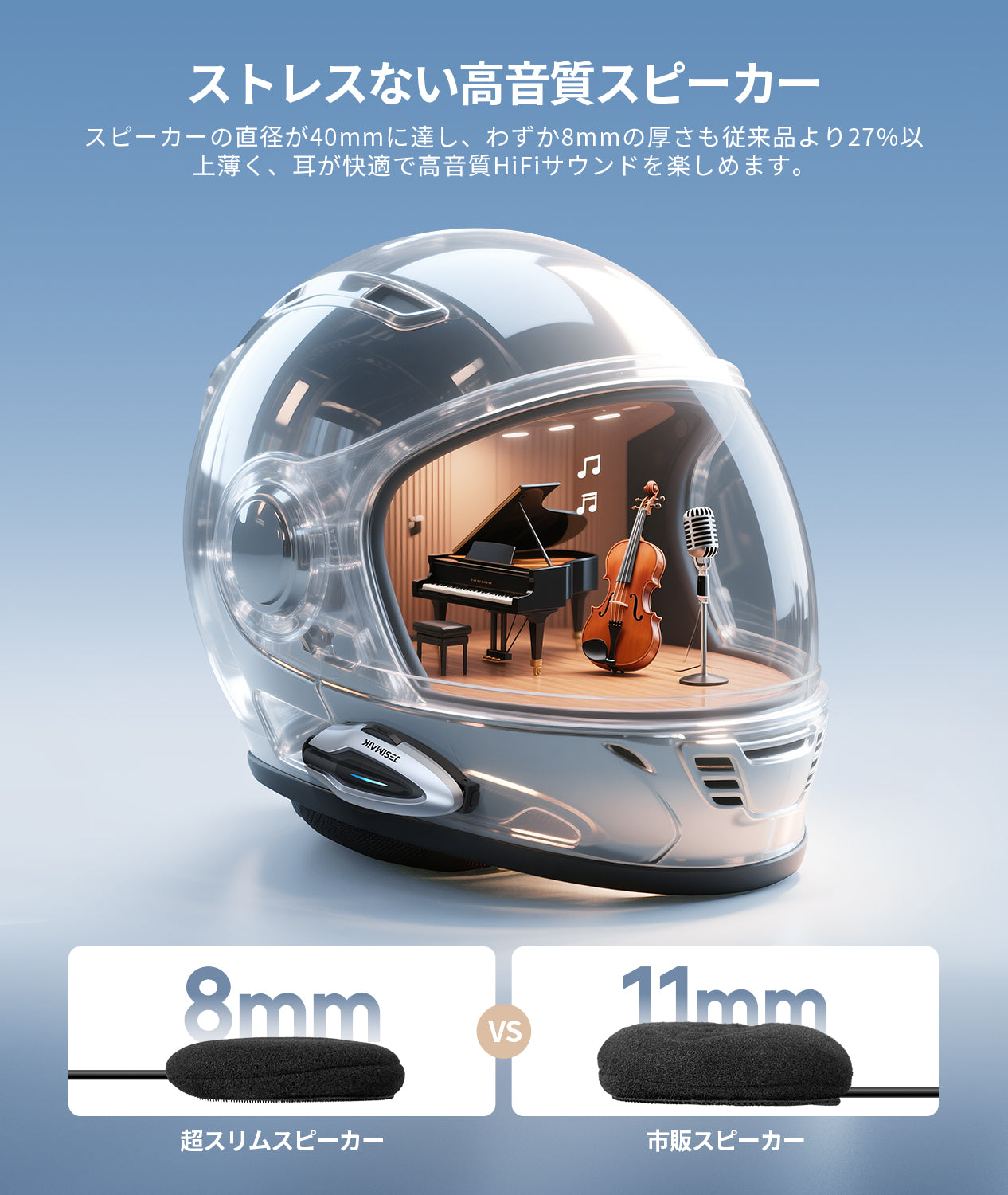 JESIMAIK バイク インカム H6（シルバー）