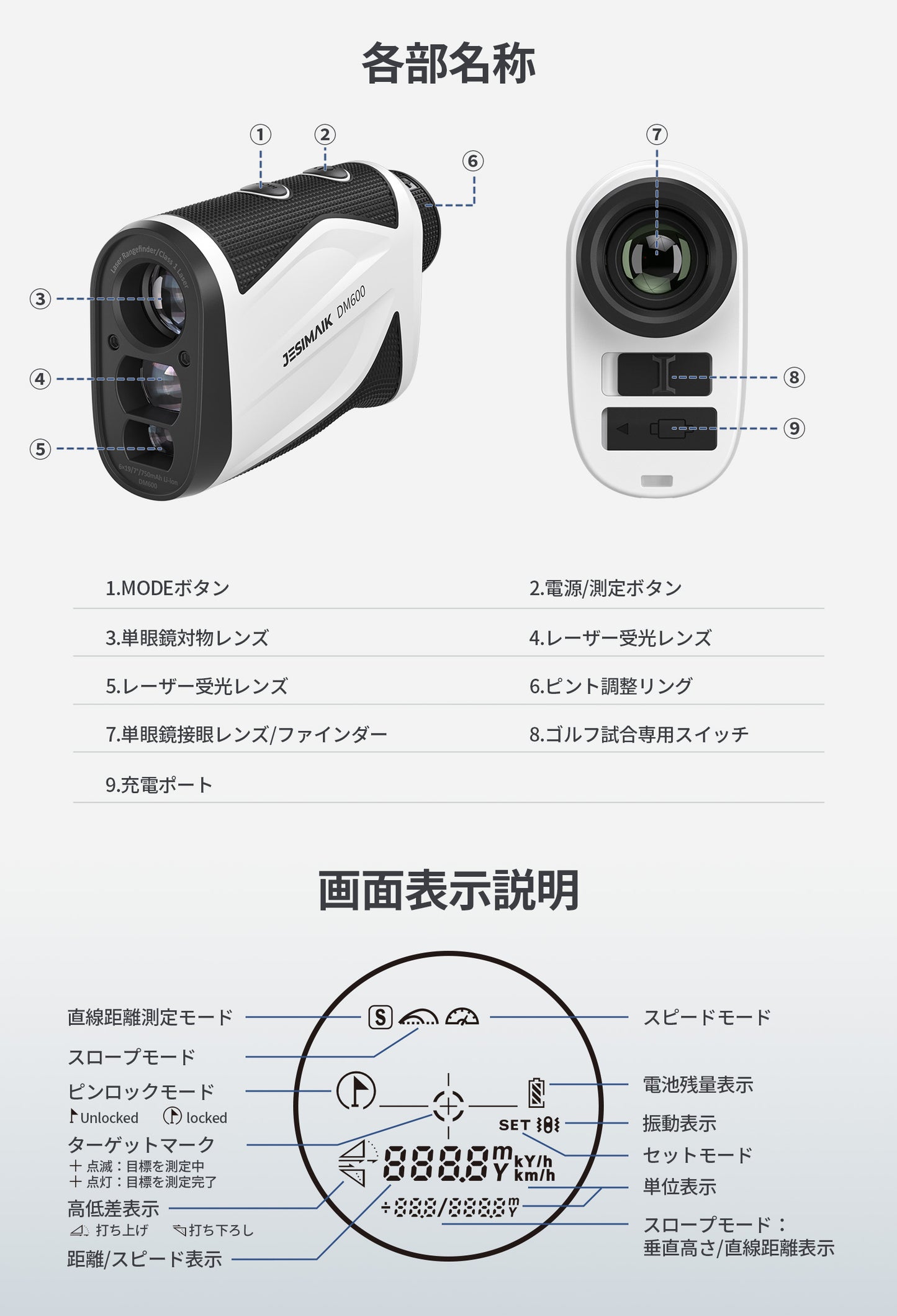 ゴルフ用レーザー距離計DM600